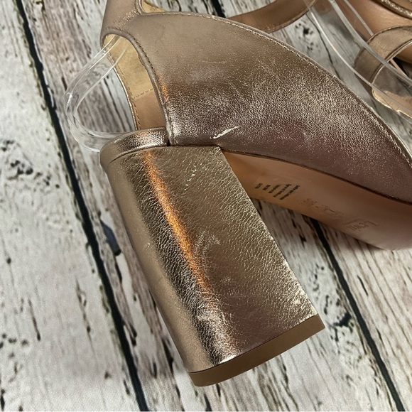 Lewit “Guilia” Heeled Sandals Rose Gold Leather Ankle Wrap Heels 38.5 - 7.5 - Picture 10 of 11